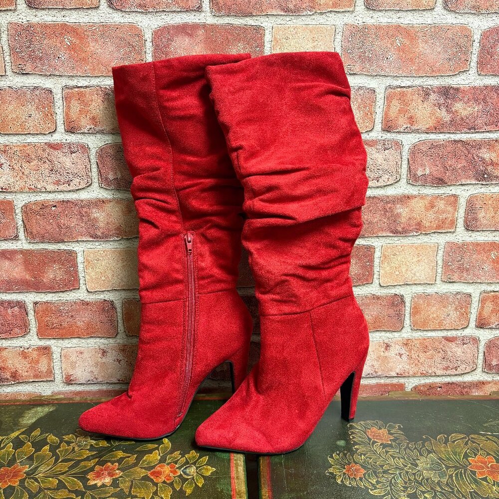 Delicious Red Heeled Boot Size 6